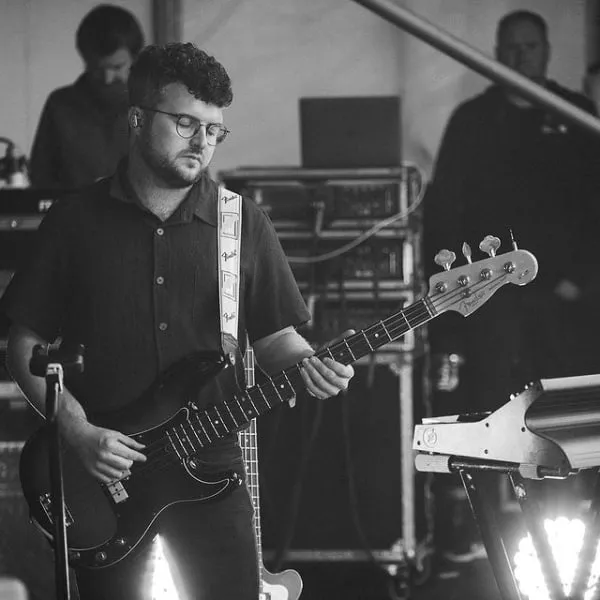 Joe Rattray playing bass on concert